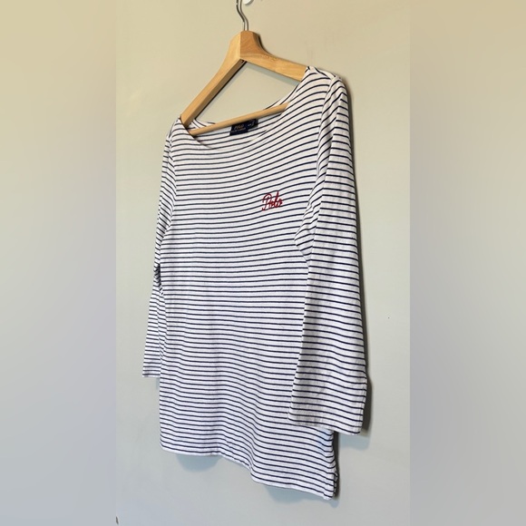 Polo Ralph Lauren Women's Small Long Sleeve Tee Sailor Chic‎ Nautical Stripes - Picture 2 of 9